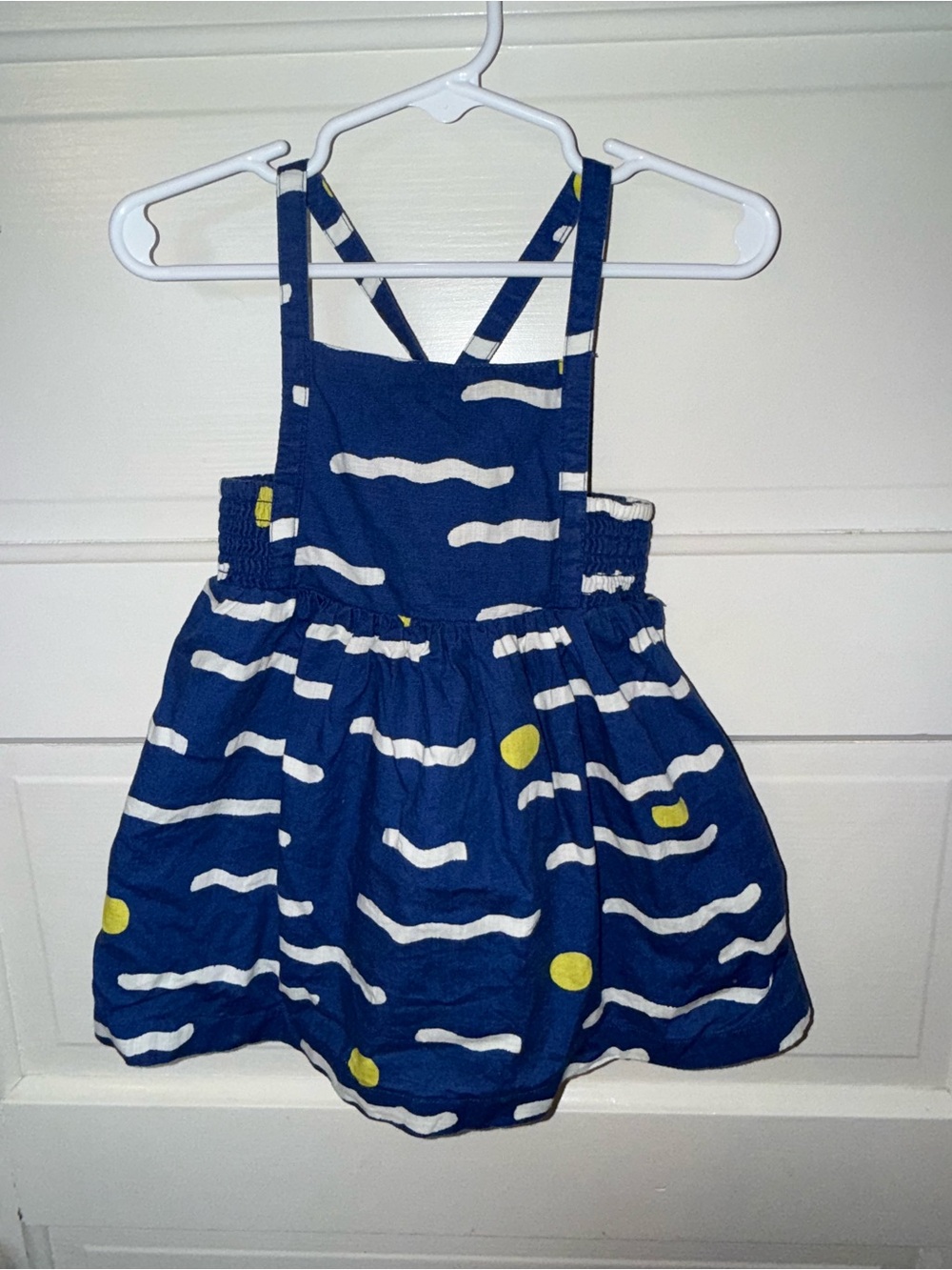 Hanna Andersson 18-24M Navy Striped Dress with Yellow Dot Details